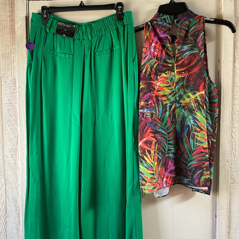 Ladies High waist wide Leg Crop with Matching top